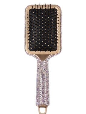 Nu Shuz Key West AB Silver Rhinestone Gold Accents Paddle Hair Brush